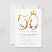 金ゴールドグリッター50thと素晴らしい誕生日パーティー 招待状 (正面)