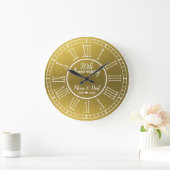 金ゴールドグリッター50th結婚ゴールデンアニバーズ ラージ壁時計 (ホーム)