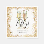金ゴールドグリッター50th誕生日パーティー スタンダードカクテルナプキン (正面)