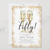 金ゴールドグリッター50th誕生日パーティー 招待状 (正面)