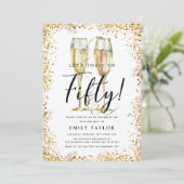 金ゴールドグリッター50th誕生日パーティー 招待状 (スタンド正面)