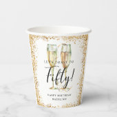 金ゴールドグリッター50th誕生日パーティー 紙コップ (裏面)