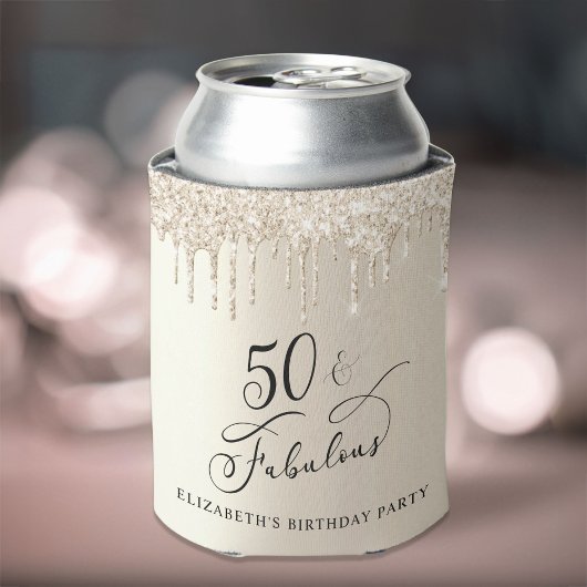 金ゴールドグリッター50th誕生日パーティー 缶クーラー