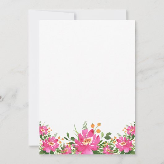 金ゴールドグリッター50th誕生日ピンクフローラ 招待状 (裏面)