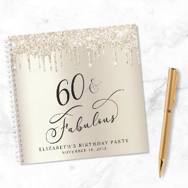 金ゴールドグリッター60thバースデーパーティーゲストブック ノートブック