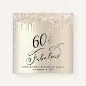 金ゴールドグリッター60thバースデーパーティーゲストブック ノートブック (正面)