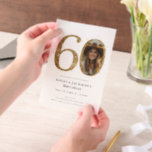 金ゴールドグリッター60th大人誕生日写真 ベラム紙招待状<br><div class="desc">60誕生日金ゴールドグリッター写真パーティーテンプレート。</div>