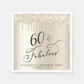 金ゴールドグリッター60th誕生日パーティー スタンダードカクテルナプキン (正面)