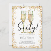 金ゴールドグリッター60th誕生日パーティー 招待状 (正面)