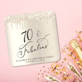 金ゴールドグリッター70th誕生日パーティー スクエアペーパーコースター