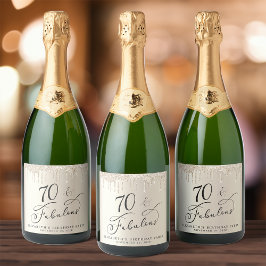 金ゴールドグリッター70th誕生日パーティー スパークリングワインラベル