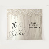 金ゴールドグリッター70th誕生日パーティー タペストリー (正面(横))