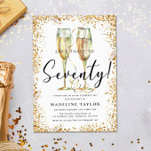 金ゴールドグリッター70th誕生日パーティー 招待状