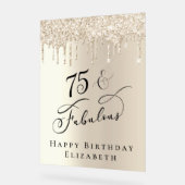 金ゴールドグリッター75th誕生日パーティー アクリルサイン (傾斜)