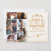 金ゴールドグリッター8メリー写真&結婚した シーズンカード (正面)