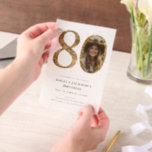 金ゴールドグリッター80th大人誕生日写真 ベラム紙招待状<br><div class="desc">80誕生日金ゴールドグリッター写真パーティーテンプレート。</div>