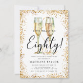 金ゴールドグリッター80th誕生日パーティー 招待状 (正面)