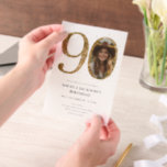金ゴールドグリッター90th大人誕生日写真 ベラム紙招待状<br><div class="desc">90誕生日金ゴールドグリッター写真パーティーテンプレート。</div>