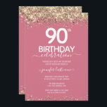 金ゴールドグリッター90th誕生日パーティーへの招待 招待状<br><div class="desc">上エレガントと下に紙吹雪のハイライトが輝くフェイク金ゴールド縁どグリッター。すべての文字は調整可能で、簡単は独自のパーティーニーズに合わせて変更できる。90素晴らしエレガント歳のテンプレートデザイン。</div>
