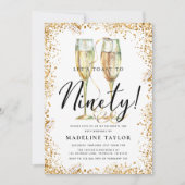 金ゴールドグリッター90th誕生日パーティー 招待状 (正面)