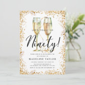 金ゴールドグリッター90th誕生日パーティー 招待状 (スタンド正面)
