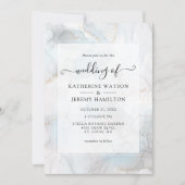 金ゴールドグリッター | アルコールイ結婚ンク 招待状 (正面)