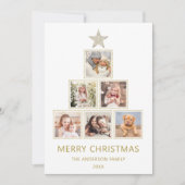 金ゴールドグリッター |クリスマスフォトツリーのホリデーカード シーズンカード (正面)
