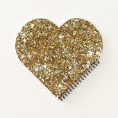 金ゴールドグリッター&グラムスパークルズ |ハート型 ノートブック (裏面)