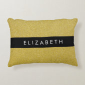 金ゴールドグリッター、グリッターの背景、名前 アクセントクッション (正面)
