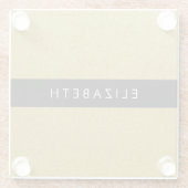 金ゴールドグリッター、グリッターの背景、名前 ガラスコースター (裏面)