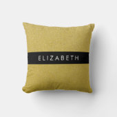 金ゴールドグリッター、グリッターの背景、名前 クッション (正面)