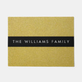 金ゴールドグリッター、グリッターの背景、名前 ドアマット (正面)