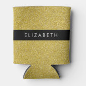 金ゴールドグリッター、グリッターの背景、名前 缶クーラー (正面)