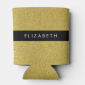 金ゴールドグリッター、グリッターの背景、名前 缶クーラー (裏面)