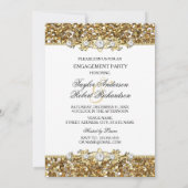 金ゴールドグリッター&ジュエル婚約パーティ招待状 招待状 (裏面)