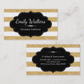 金ゴールドグリッター |ストライプ 名刺 (正面/裏面)