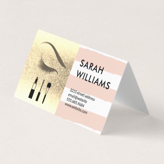 金ゴールドグリッター |ストライプ | Eye Lash美しい 名刺 (正面)