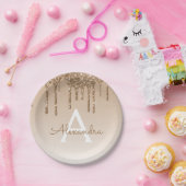 金ゴールドグリッター&スパークルモノグラム50誕生日 ペーパープレート (パーティー)