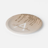 金ゴールドグリッター&スパークルモノグラム50誕生日 ペーパープレート (アングル)