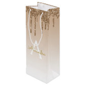 金ゴールドグリッター&スパークルラグジュアリーモノグラム ワインギフトバッグ (裏面アングル)