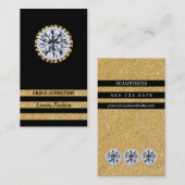 金ゴールドグリッター、ダイヤモンド&パール |コンテンポラリー | 名刺 (正面/裏面)