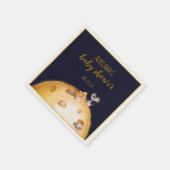 金ゴールドグリッター、チーズで作られた月、赤ちゃんシャワー スタンダードカクテルナプキン (角)