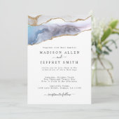 金ゴールドグリッター&ネイビーアガートストーン結婚式招待状 案内状 (スタンド正面)