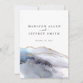 金ゴールドグリッター&ネイビーアガートストーン結婚式招待状 案内状 (裏面)