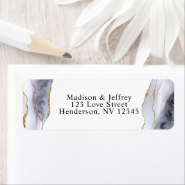 金ゴールドグリッター&ネイビーブルーアゲート差出人住所 ラベル