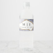 金ゴールドグリッター&ネイビーブルーアゲート結婚ズ ペットボトルラベル (正面)