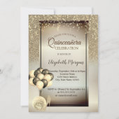 金ゴールドグリッター、バルーン、ハイヒールキンセアニェラ 招待状 (正面)