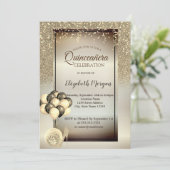 金ゴールドグリッター、バルーン、ハイヒールキンセアニェラ 招待状 (スタンド正面)