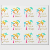 金ゴールドグリッター「ビーチお願い」とカラフルパーム ラッピングペーパー (フラット)