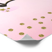 金ゴールドグリッター&ピンクフローラユニコーントレンディー ポスター (角)